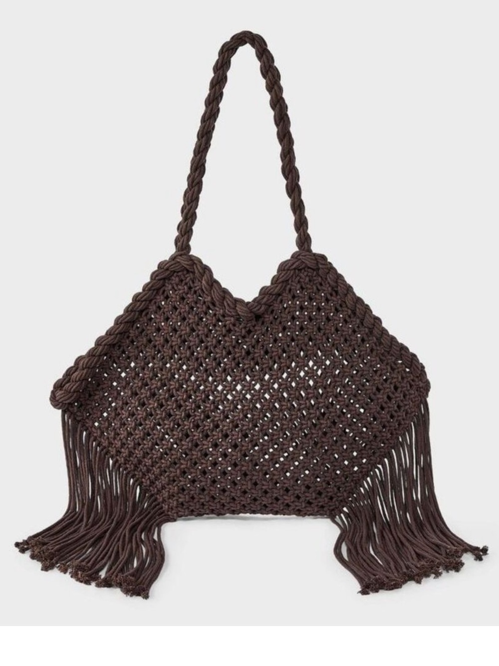 Universal thread Braided Fringe Tote Bag - Chocolate Brown
